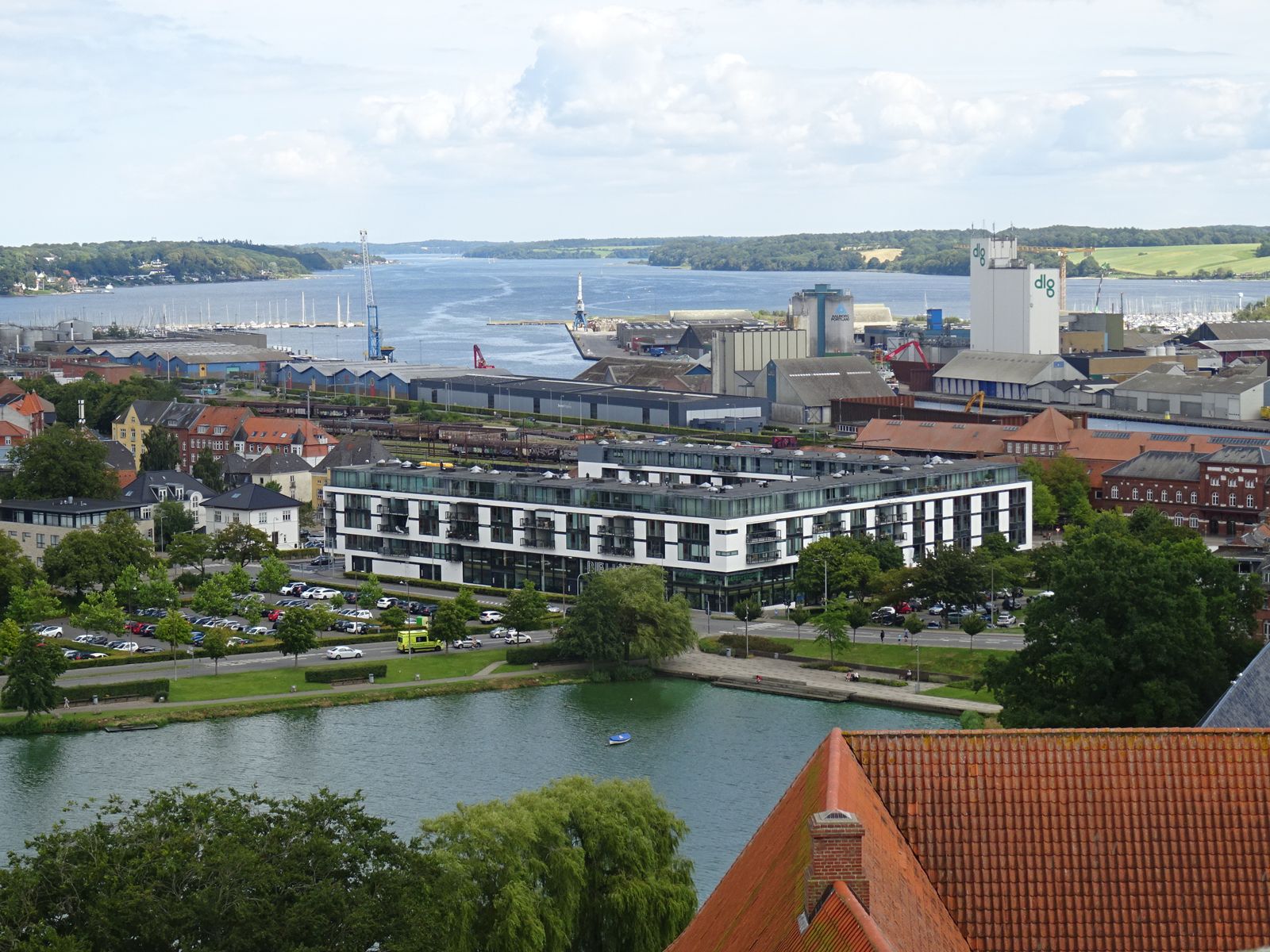 Udsigt fra Koldinghus mod Kolding Bibliotek